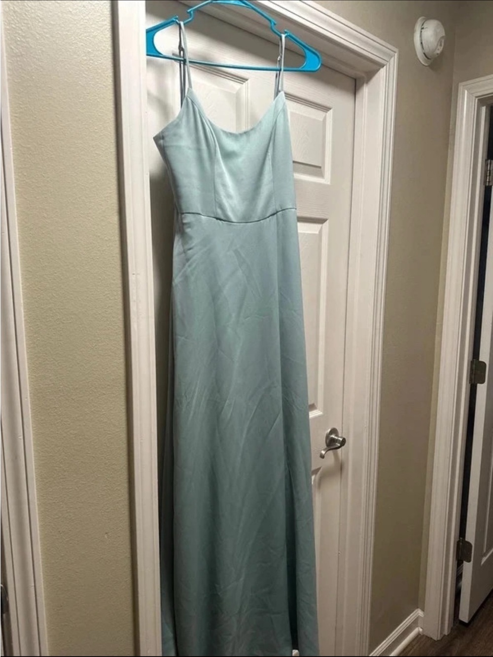 David's Bridal Spaghetti-Strap Maxi Dress in Light Blue